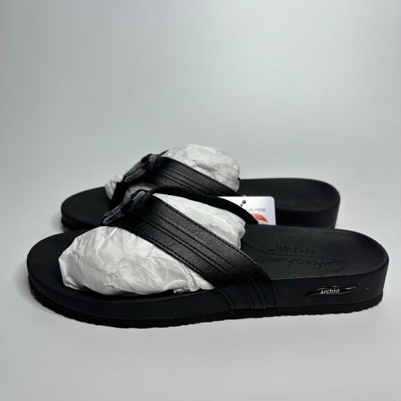 Skechers Arch Fit Meditation Sail Home Thong Flip Flop Sandals in Black - Picture 3 of 10